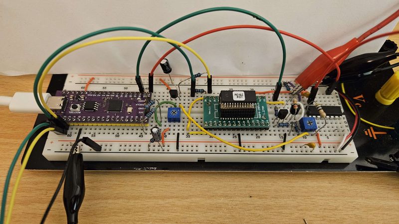 File:PIC16LC63A RP2040 breadboard.jpg